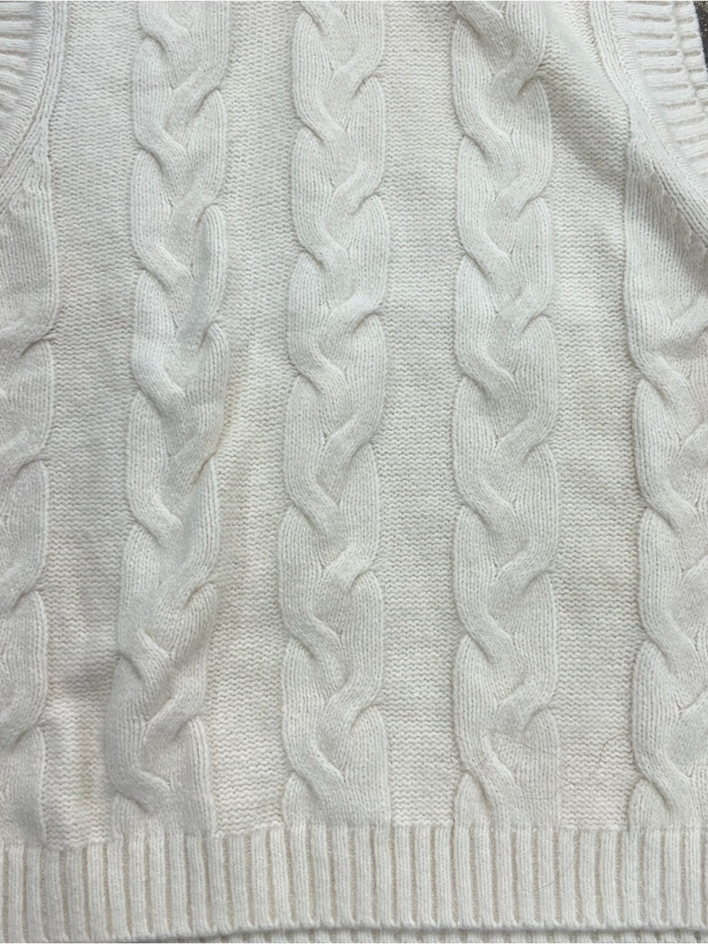 GAP Ivory Cable Knit Sleeveless Turtleneck Sweater Vest White Chunky Layer - Picture 6 of 6